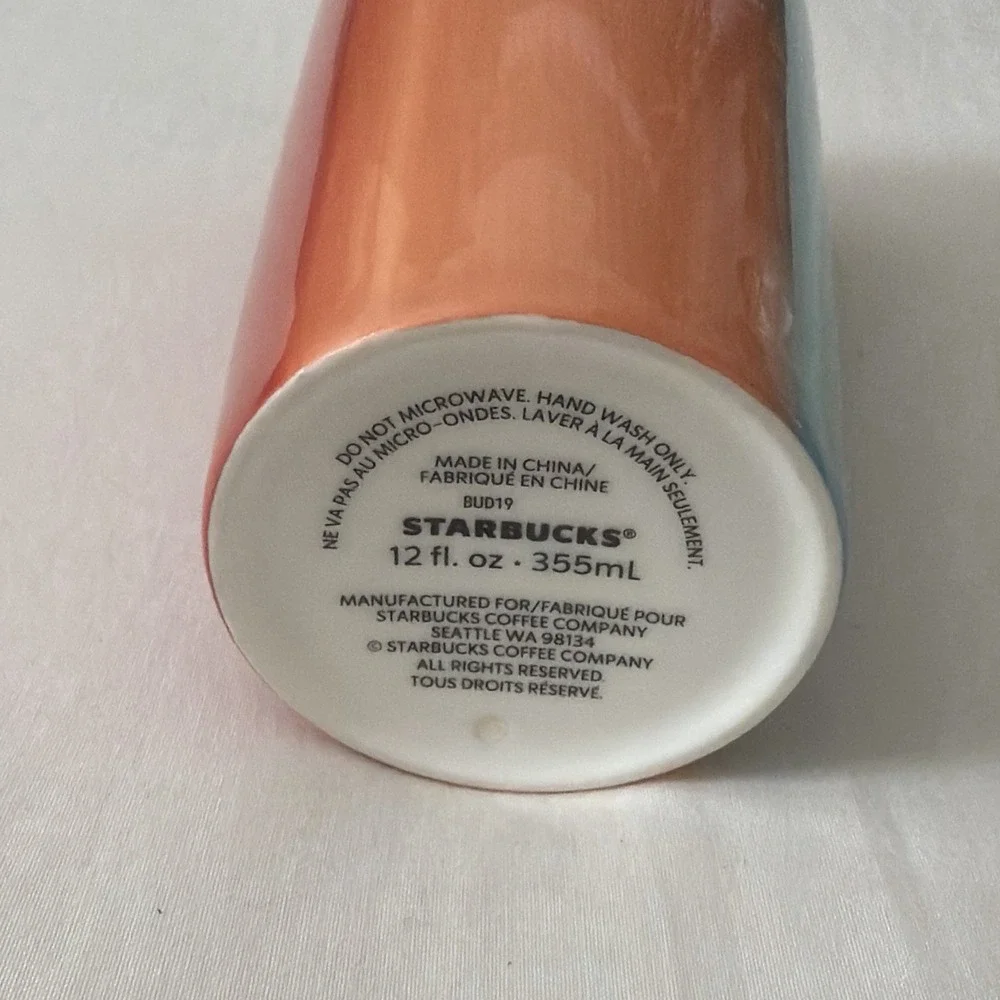 NEW 2020 Summer  Starbucks 12oz Orange, Teal & White Travel‎ Tumbler  Coffee Mug
